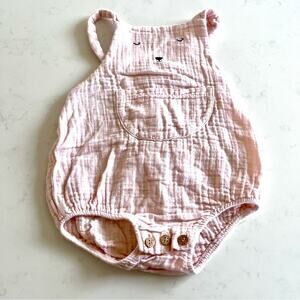 My Little Cozmo girls blush pink muslin romper summer one piece size 6-9 months